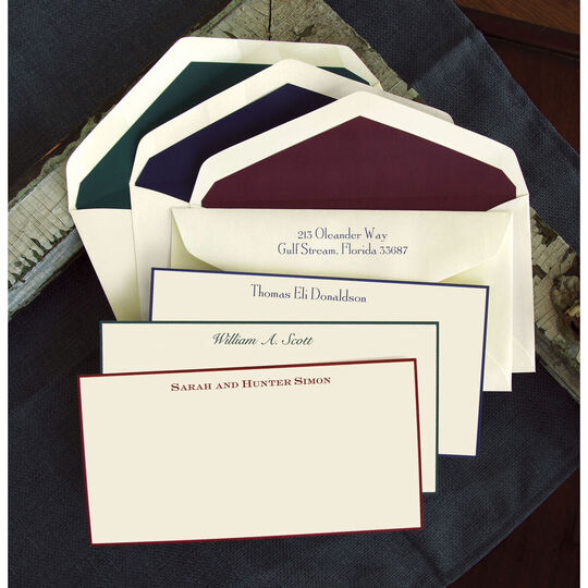 Traditional Slender Hand-Bordered Note Cards - Raised Ink